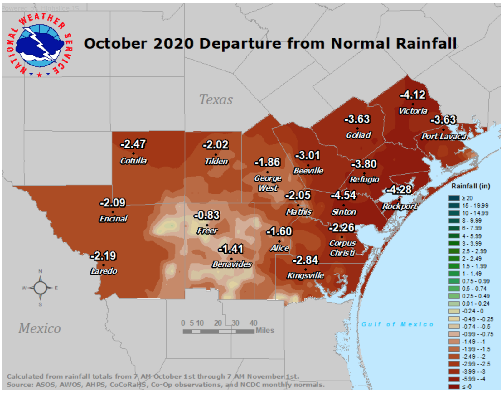 Observed rainfall October 2020
